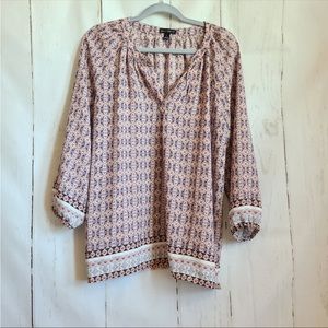 Willi Smith boho peasant pink & blue top large